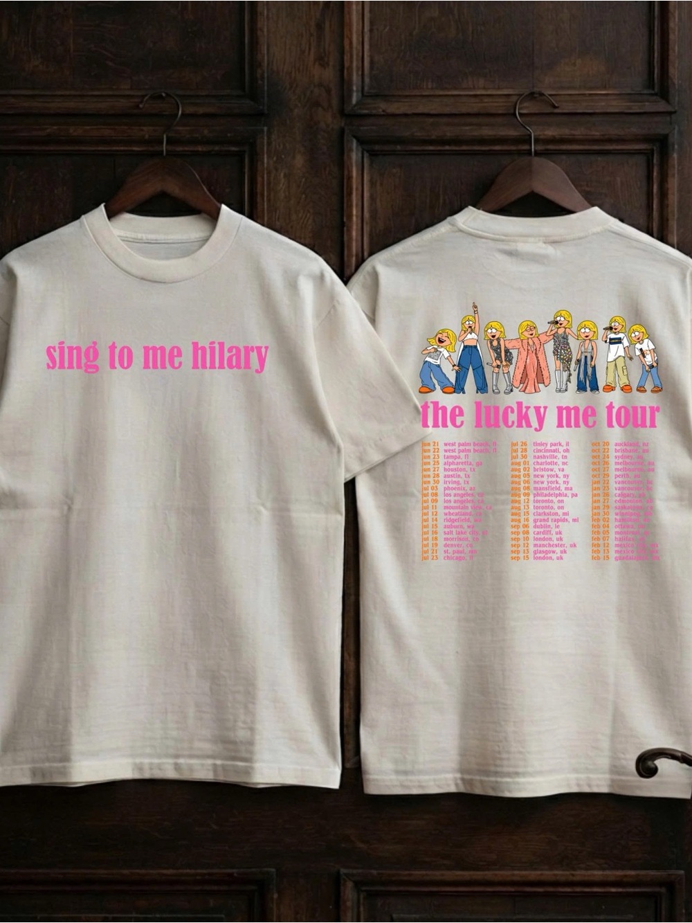 Hilary The lucky me tour graphic White Gildan Tshirt Fan